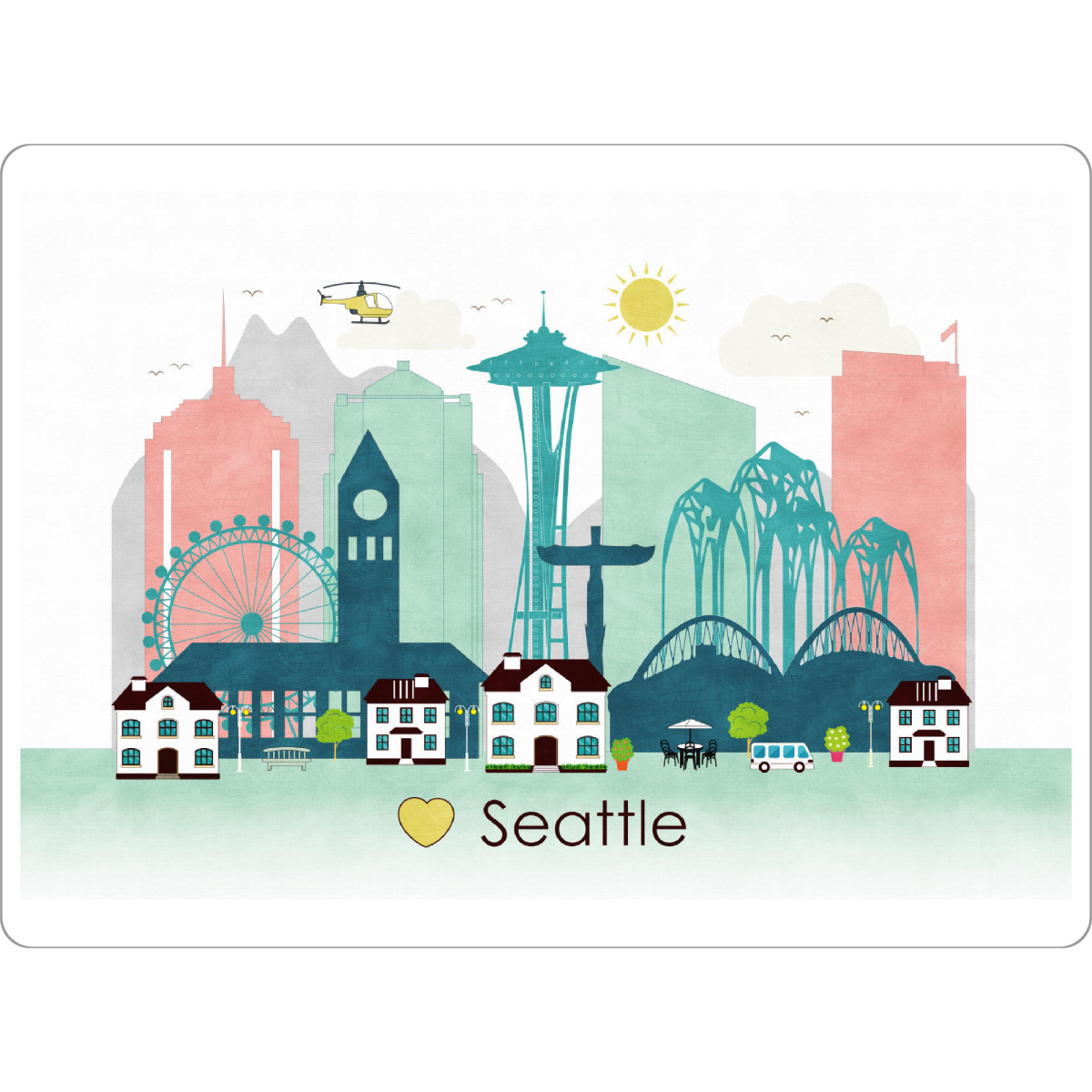 Tischset "Seattle Skyline" artboxONE - Städte,Reise,Städte / Weitere