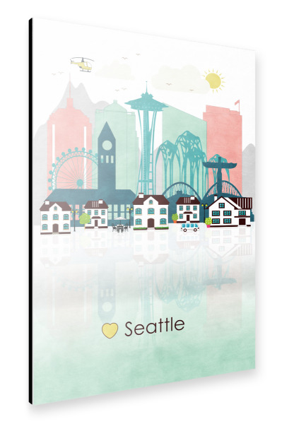 Alu-Dibond "Seattle Skyline" 30x20 cm artboxONE