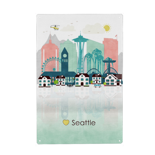 Metall Poster "Seattle Skyline" artboxONE - Städte,Reise,Städte / Weitere