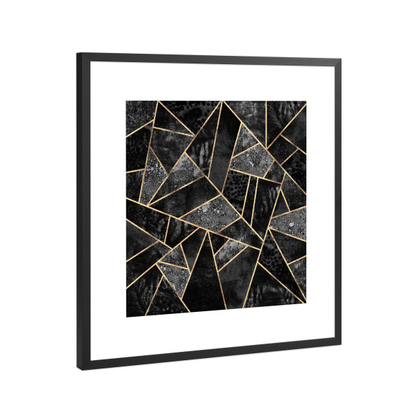 Poster mit Rahmen Schwarz (Metallic) "Black Stone 2" artboxONE - Abstrakt,Geometrie