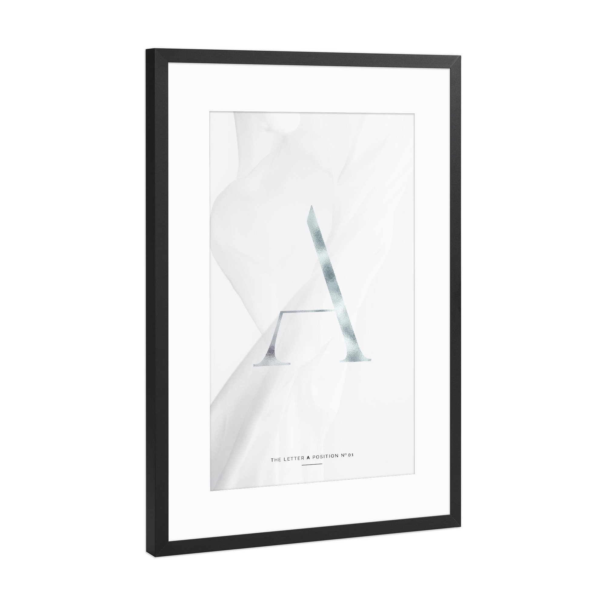 Poster mit Rahmen Schwarz (Metallic) "SILBER LETTER COLLECTION | A" artboxONE - Schwarzweiß,Buchstaben,Buchstaben / A