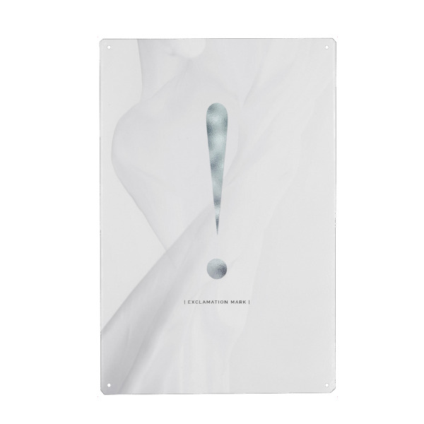 Holzbild "AUSRUFUNGSZEICHEN | SILBER" artboxONE - Typografie,Abstrakt,Schwarzweiß,Fashion