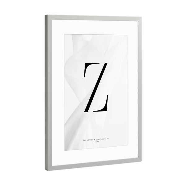 Poster mit Rahmen Silber "BLACK LETTER COLLECTION | Z" artboxONE - Schwarzweiß,Buchstaben,Buchstaben / Z
