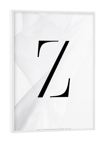 Poster mit weißem Rahmen "BLACK LETTER COLLECTION | Z" artboxONE - Schwarzweiß,Buchstaben,Buchstaben / Z
