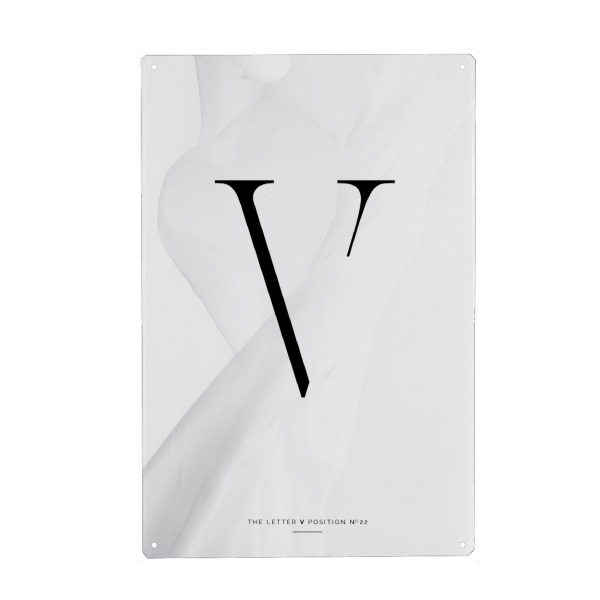 Metall Poster "BLACK LETTER COLLECTION | V" artboxONE - Schwarzweiß,Buchstaben,Buchstaben / V
