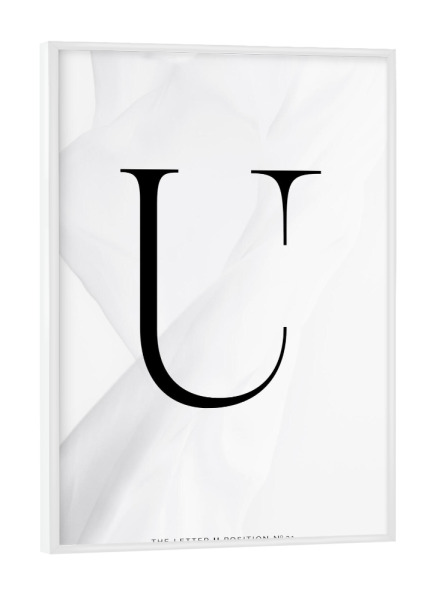 Poster mit weißem Rahmen "BLACK LETTER COLLECTION | U" artboxONE - Schwarzweiß,Buchstaben,Buchstaben / U