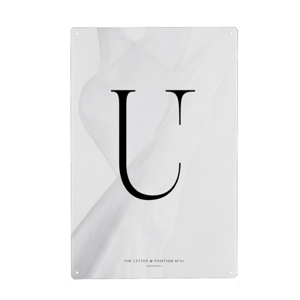 Holzbild "BLACK LETTER COLLECTION | U" artboxONE - Schwarzweiß,Buchstaben,Buchstaben / U