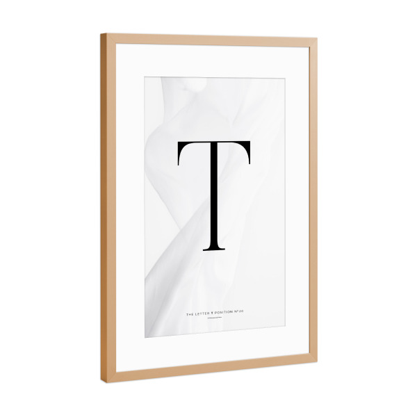 Poster mit Rahmen Kupfer "BLACK LETTER COLLECTION | T" artboxONE - Schwarzweiß,Buchstaben,Buchstaben / T