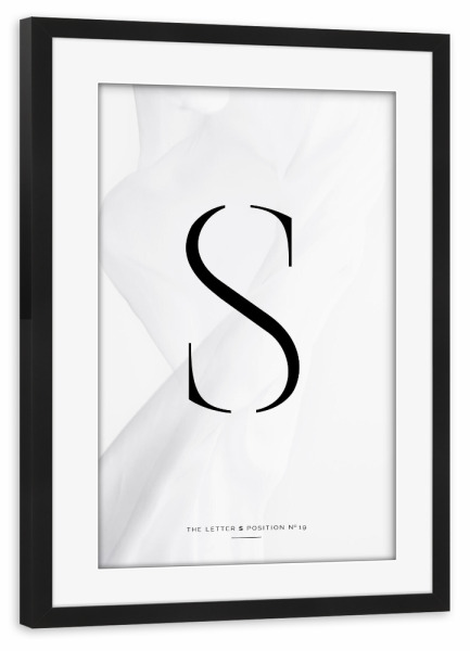 Poster mit Rahmen schwarz "BLACK LETTER COLLECTION | S" artboxONE - Schwarzweiß,Buchstaben,Buchstaben / S