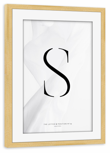Poster mit Rahmen kiefer "BLACK LETTER COLLECTION | S" artboxONE - Schwarzweiß,Buchstaben,Buchstaben / S