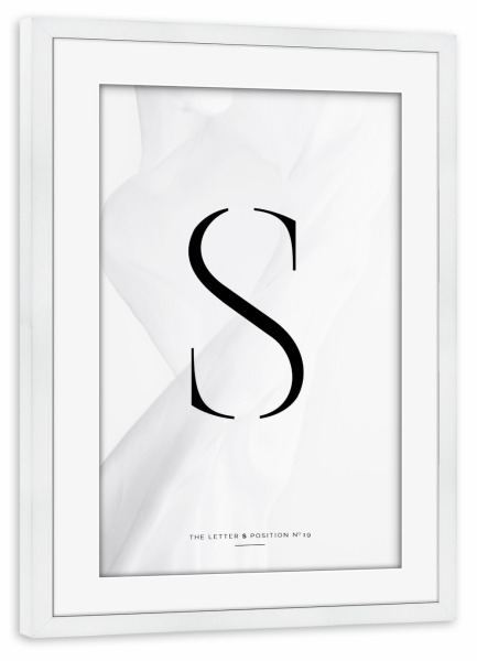 Poster mit Rahmen weiß "BLACK LETTER COLLECTION | S" artboxONE - Schwarzweiß,Buchstaben,Buchstaben / S