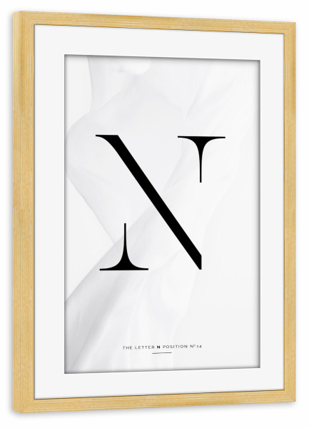 Poster mit Rahmen kiefer "BLACK LETTER COLLECTION | N" artboxONE - Schwarzweiß,Buchstaben,Buchstaben / N