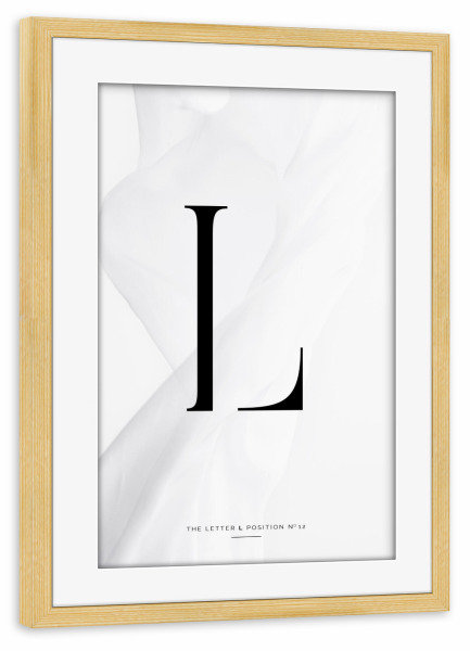 Poster mit Rahmen kiefer "BLACK LETTER COLLECTION | L" artboxONE - Schwarzweiß,Fashion,Buchstaben,Buchstaben / L