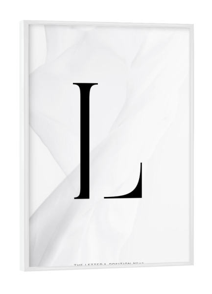 Poster mit weißem Rahmen "BLACK LETTER COLLECTION | L" artboxONE - Schwarzweiß,Fashion,Buchstaben,Buchstaben / L