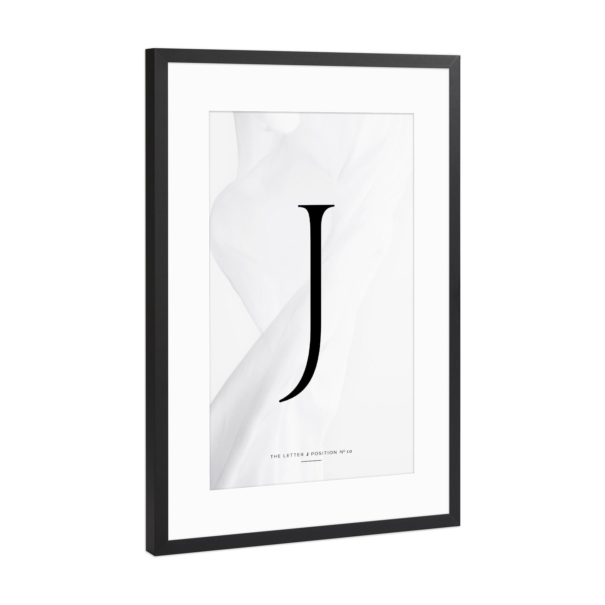 Poster mit Rahmen Schwarz (Metallic) "BLACK LETTER COLLECTION | J" artboxONE - Schwarzweiß,Fashion,Buchstaben,Buchstaben / J