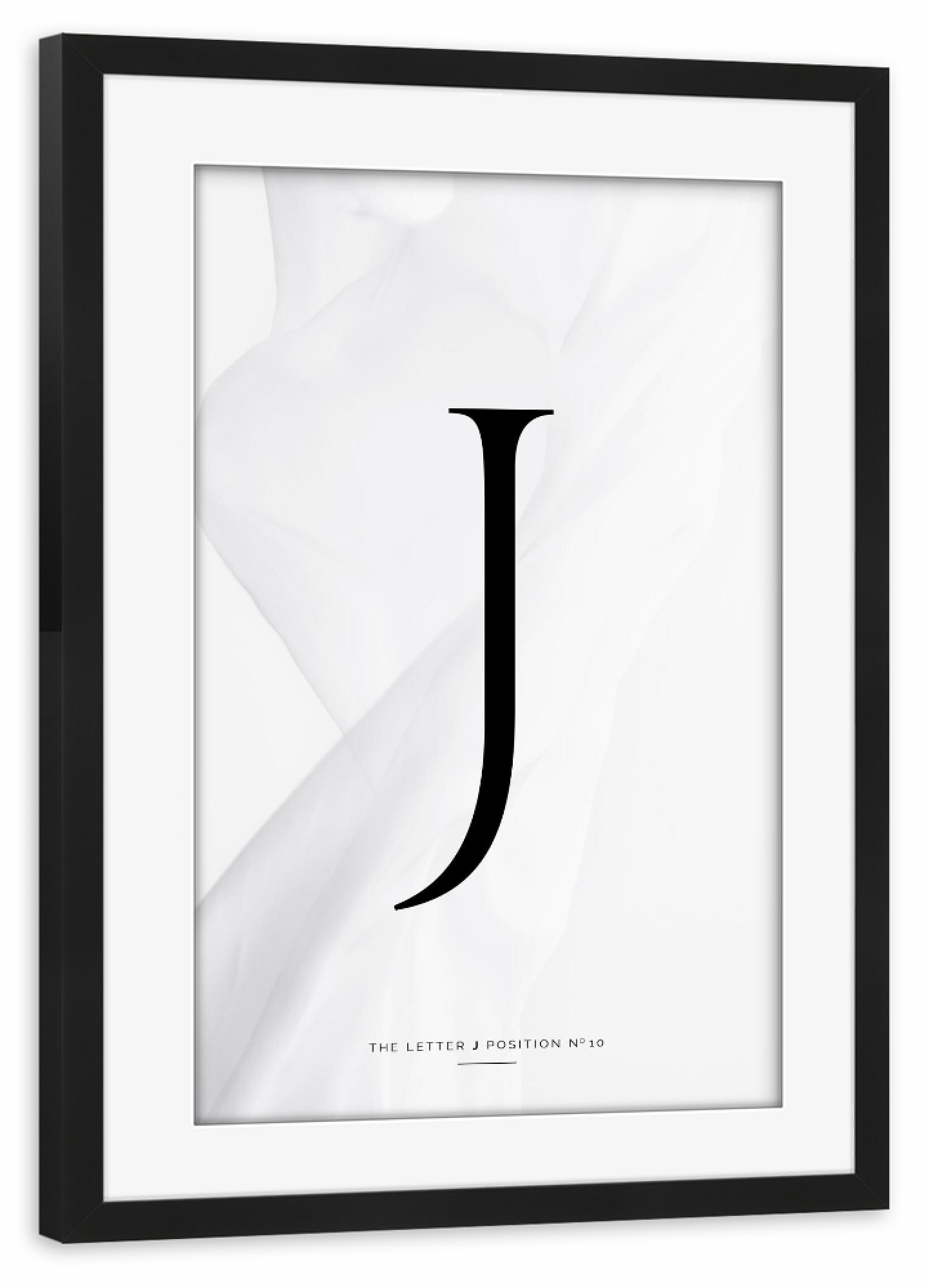 Poster mit Rahmen schwarz "BLACK LETTER COLLECTION | J" artboxONE - Schwarzweiß,Fashion,Buchstaben,Buchstaben / J