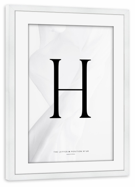 Poster mit Rahmen weiß "BLACK LETTER COLLECTION | H" artboxONE - Schwarzweiß,Buchstaben,Buchstaben / H