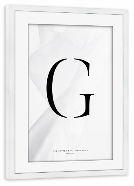 Poster mit Rahmen weiß "BLACK LETTER COLLECTION | G" artboxONE - Schwarzweiß,Buchstaben,Buchstaben / G
