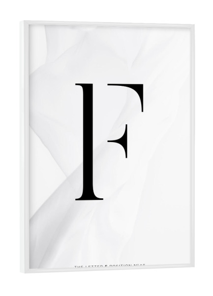 Poster mit weißem Rahmen "BLACK LETTER COLLECTION | F" artboxONE - Schwarzweiß,Buchstaben,Buchstaben / F