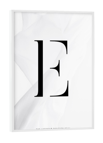 Poster mit weißem Rahmen "BLACK LETTER COLLECTION | E" artboxONE - Schwarzweiß,Buchstaben,Buchstaben / E