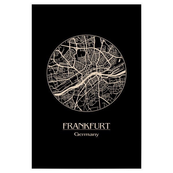 Poster "Frankfurt Germany Retro Map" artboxONE - Städte,Schwarzweiß,Städte / Frankfurt - Frankfurt,Germany,Retro,Map,Poster print,Deutschland