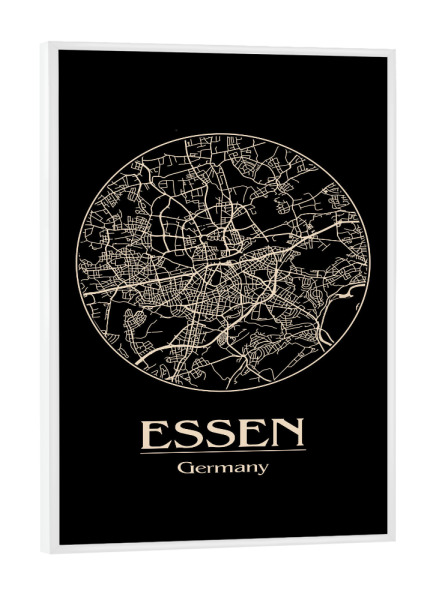 Poster mit weißem Rahmen "Essen Germany Retro Map" artboxONE - Städte,Reise,Schwarzweiß,Städte / Weitere