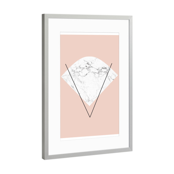 Poster mit Rahmen Silber "Marmorform" artboxONE - Geometrie - Marble,Marmor,Geometrie,Abstrakt,Pastelrosa