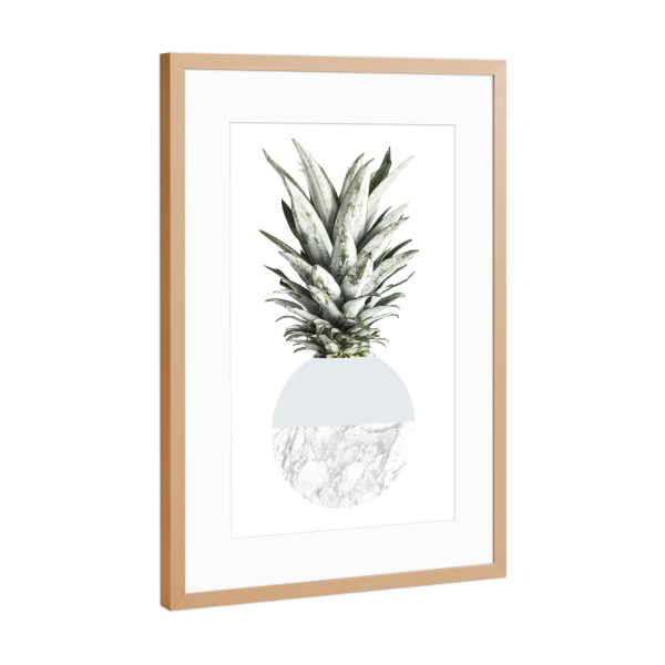 Poster mit Rahmen Kupfer "Ananas Grau" artboxONE - Floral - Pineapple,Ananas,Marmor,Frucht,Gesund,Obst,Abstrakt,Marble,Fruit,Healthy