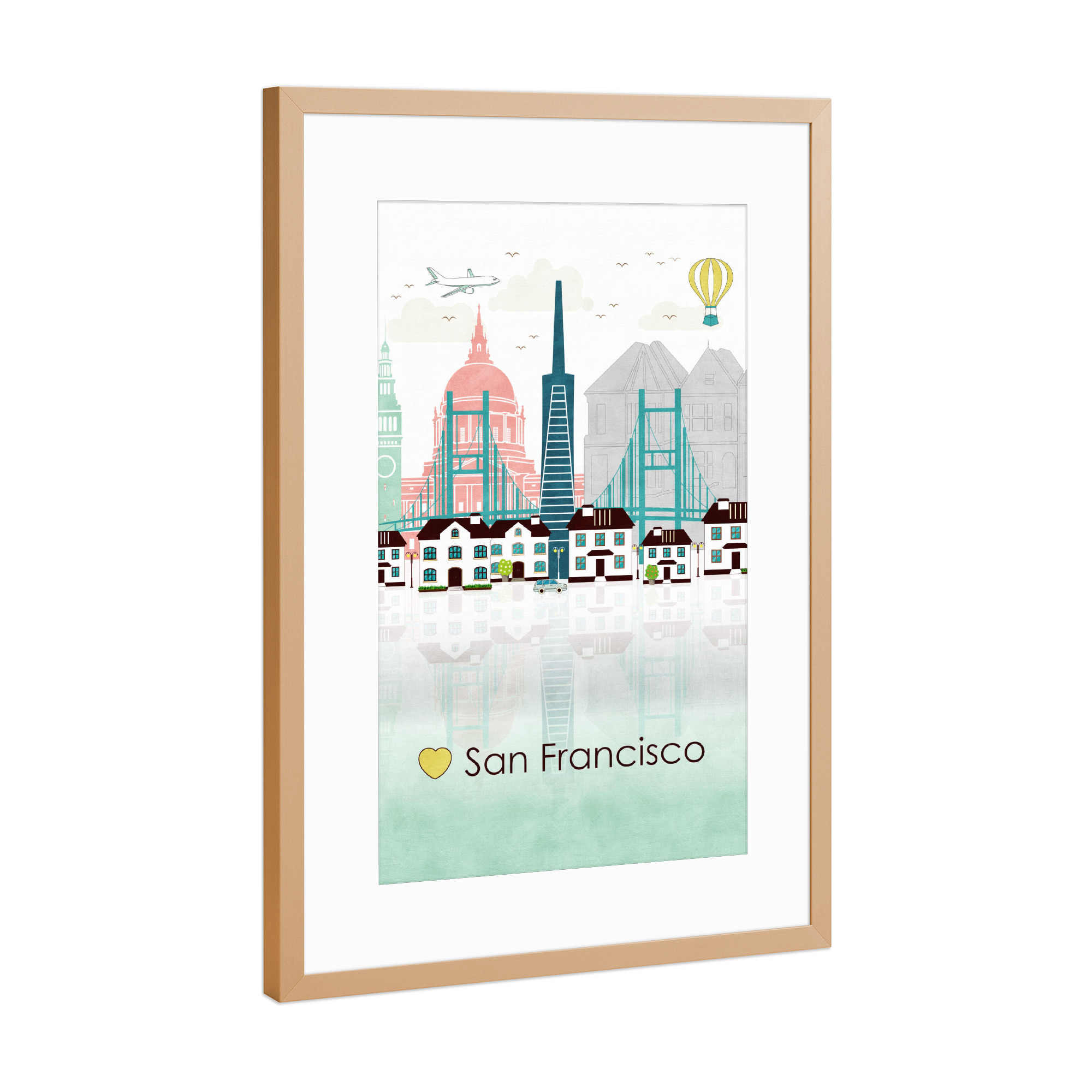 Poster mit Rahmen Kupfer "San Francisco Skyline 2" artboxONE - Reise,Reise / Länder,Städte / San Francisco