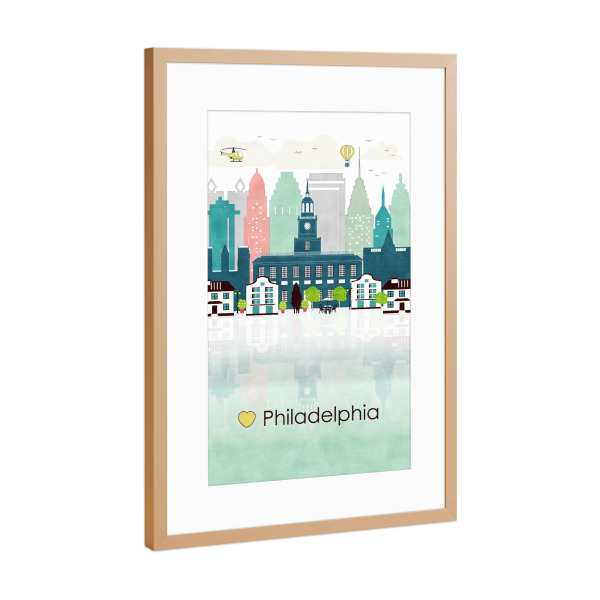 Poster mit Rahmen Kupfer "Philadelphia Skyline" artboxONE - Städte,Reise,Städte / Weitere