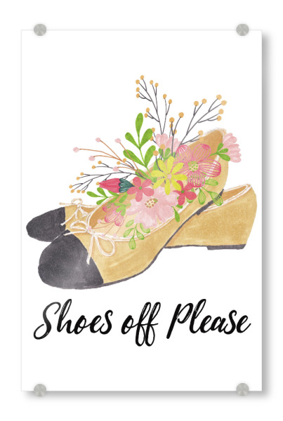Acrylglasbild "Shoes Off Please" artboxONE - Floral,Für Kinder,Schwarzweiß,Fashion