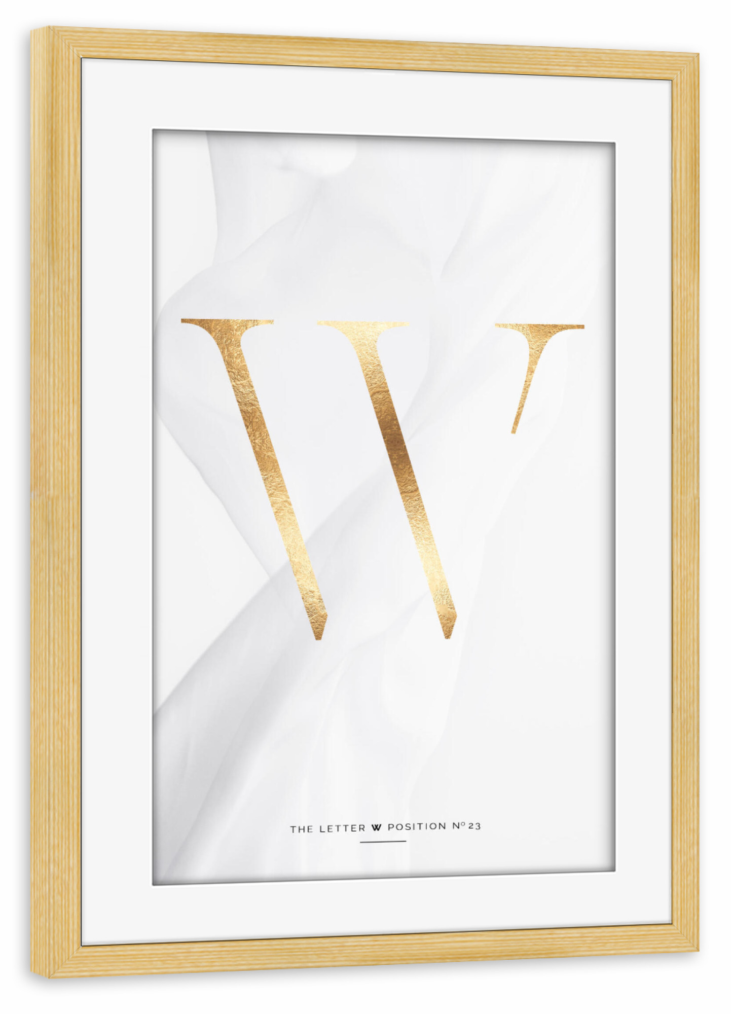 Poster mit Rahmen kiefer "GOLD LETTER COLLECTION | W" artboxONE - Schwarzweiß,Buchstaben,Buchstaben / W
