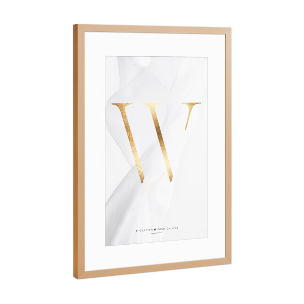 Poster mit Rahmen Kupfer "GOLD LETTER COLLECTION | W" artboxONE - Schwarzweiß,Buchstaben,Buchstaben / W