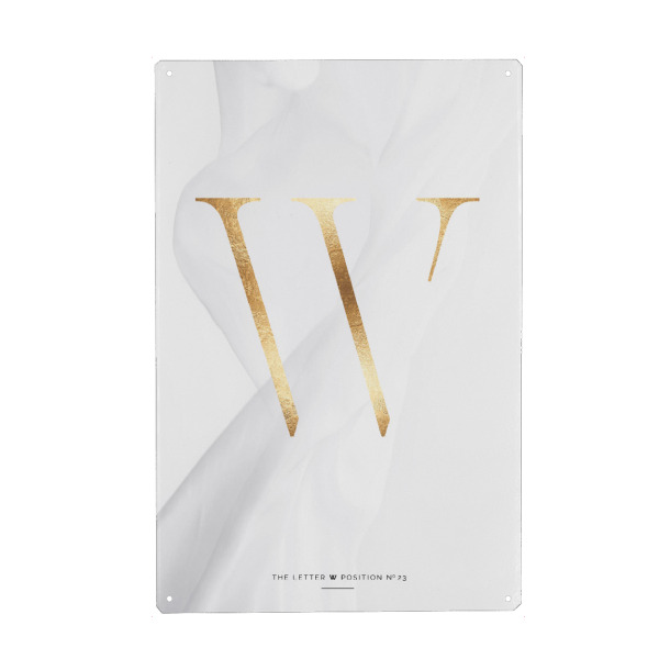 Holzbild "GOLD LETTER COLLECTION | W" artboxONE - Schwarzweiß,Buchstaben,Buchstaben / W