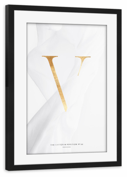 Poster mit Rahmen schwarz "GOLD LETTER COLLECTION | V" artboxONE - Schwarzweiß,Buchstaben,Buchstaben / V