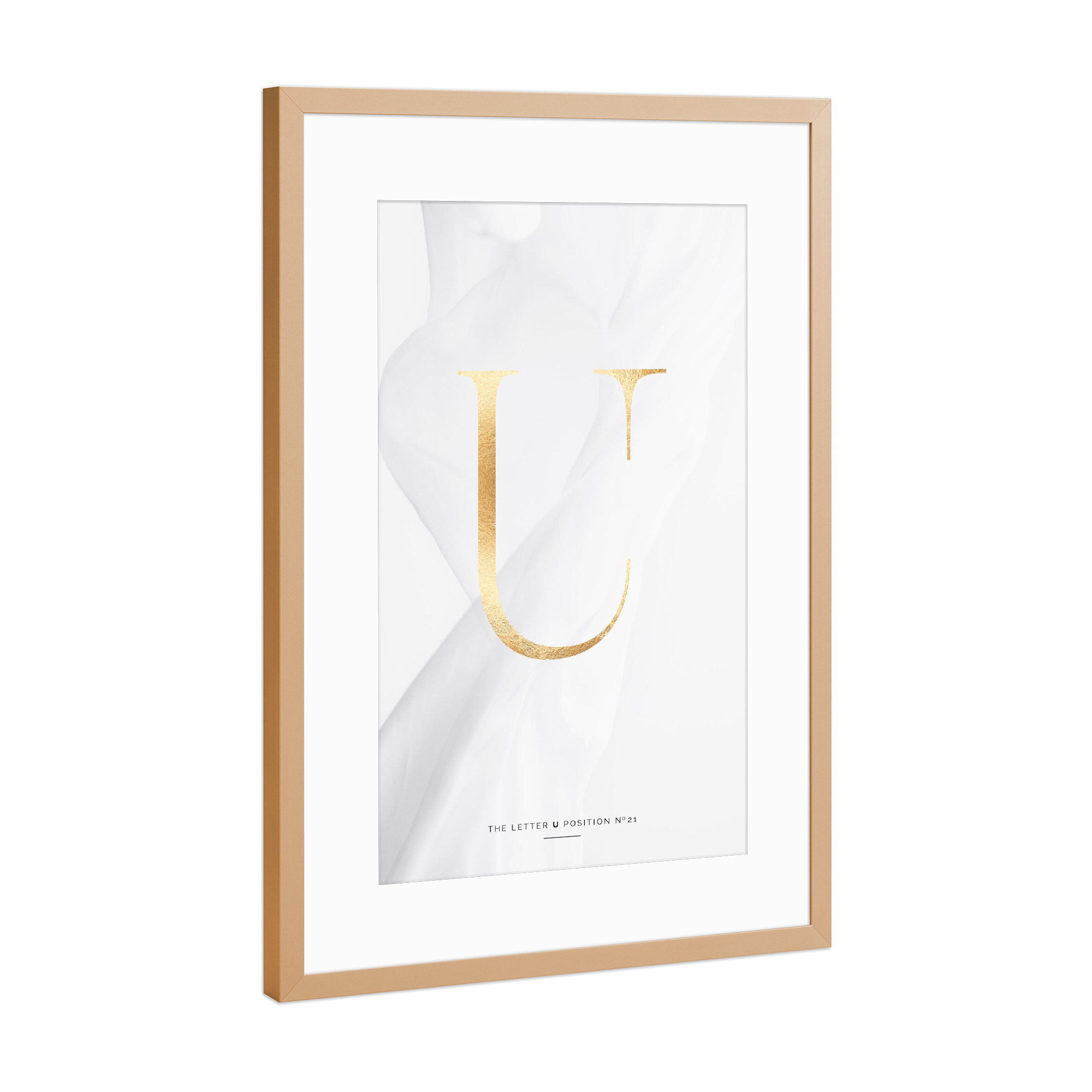 Poster mit Rahmen Kupfer "GOLD LETTER COLLECTION | U" artboxONE - Schwarzweiß,Buchstaben,Buchstaben / U