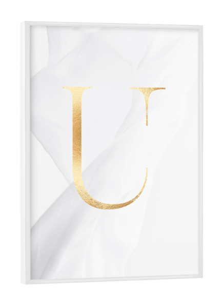 Poster mit weißem Rahmen "GOLD LETTER COLLECTION | U" artboxONE - Schwarzweiß,Buchstaben,Buchstaben / U
