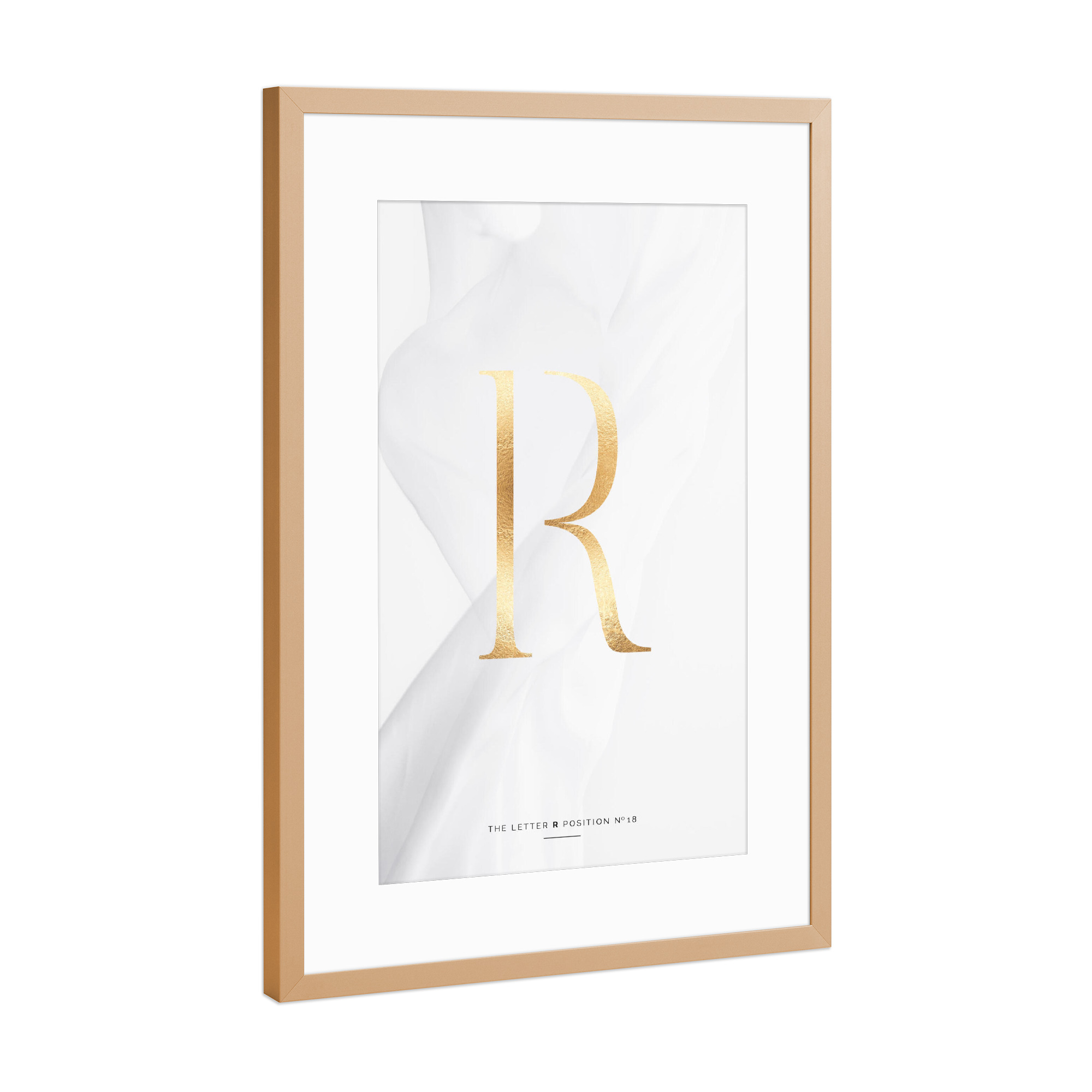 Poster mit Rahmen Kupfer "GOLD LETTER COLLECTION | R" artboxONE - Schwarzweiß,Buchstaben,Buchstaben / R