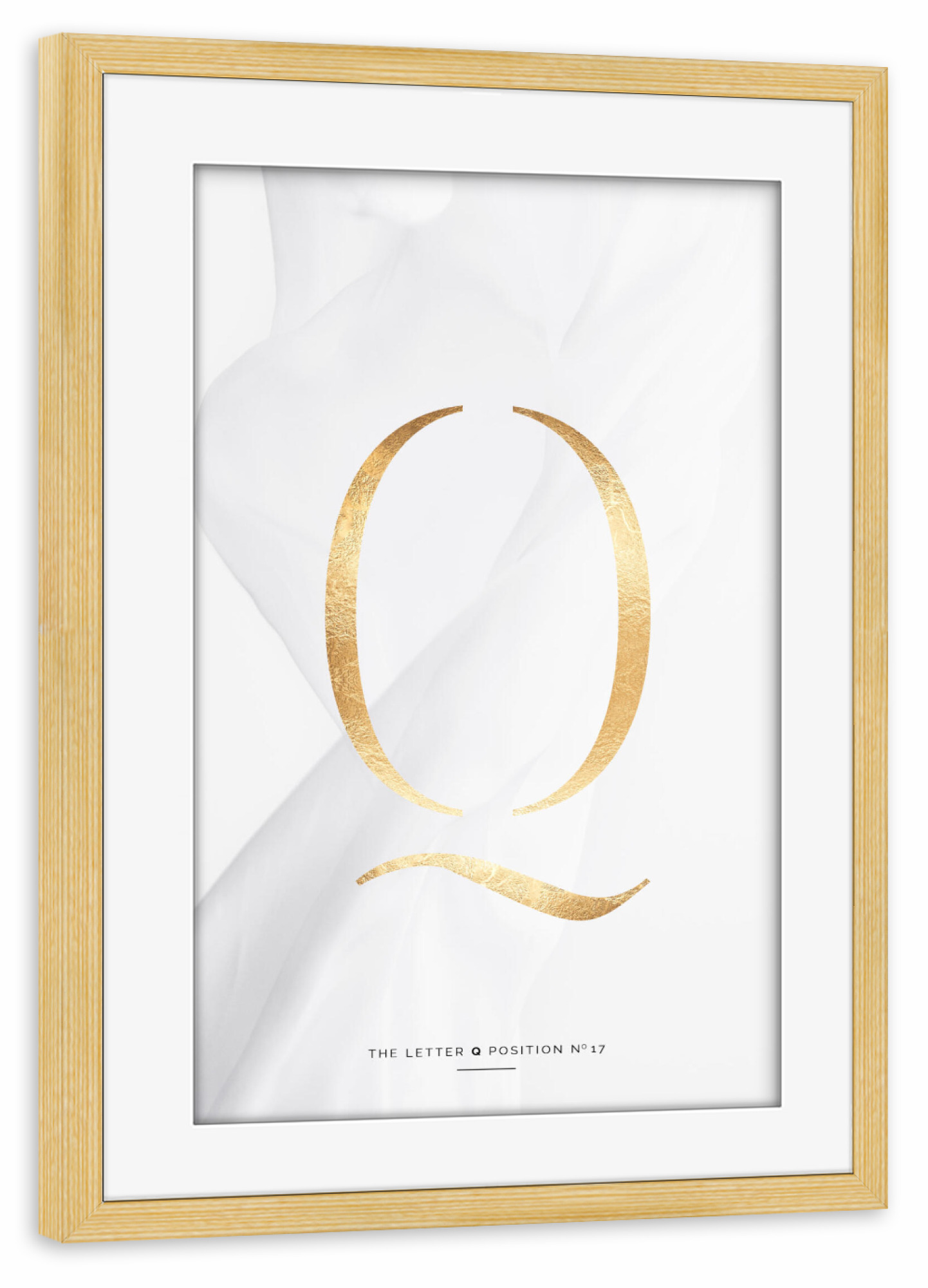 Poster mit Rahmen kiefer "GOLD LETTER COLLECTION | Q" artboxONE - Schwarzweiß,Buchstaben,Buchstaben / Q