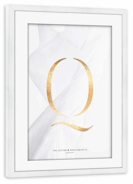 Poster mit Rahmen weiß "GOLD LETTER COLLECTION | Q" artboxONE - Schwarzweiß,Buchstaben,Buchstaben / Q