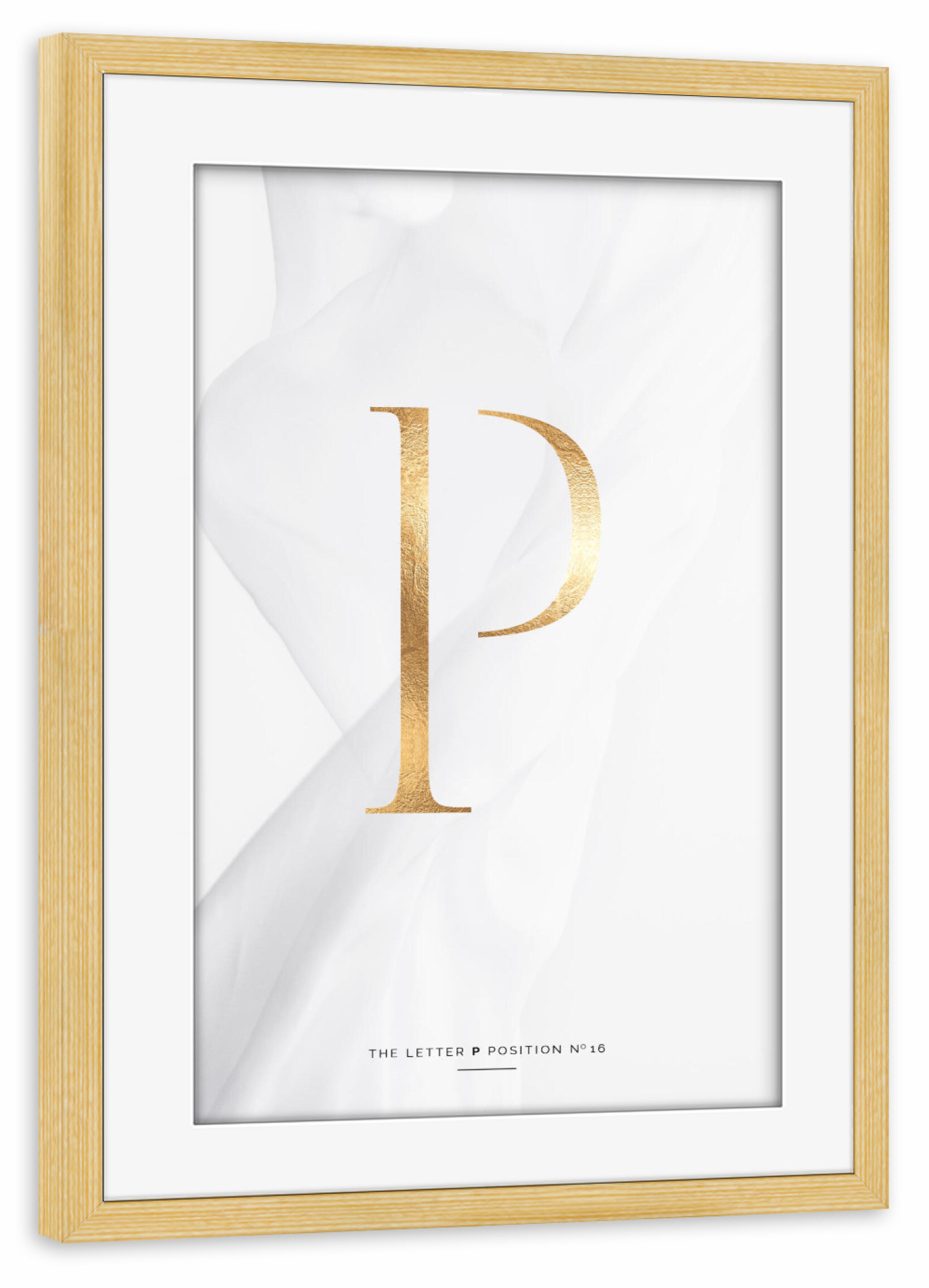 Poster mit Rahmen kiefer "GOLD LETTER COLLECTION | P" artboxONE - Schwarzweiß,Buchstaben,Buchstaben / P