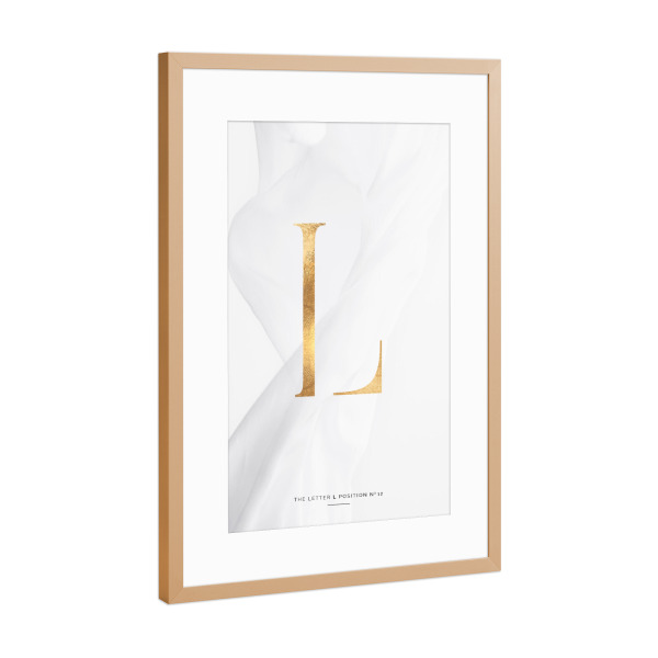 Poster mit Rahmen Kupfer "GOLD LETTER COLLECTION | L" artboxONE - Schwarzweiß,Buchstaben,Buchstaben / L