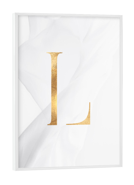 Poster mit weißem Rahmen "GOLD LETTER COLLECTION | L" artboxONE - Schwarzweiß,Buchstaben,Buchstaben / L