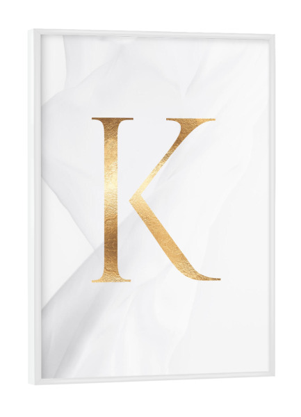 Poster mit weißem Rahmen "GOLD LETTER COLLECTION | K" artboxONE - Schwarzweiß,Buchstaben,Buchstaben / K