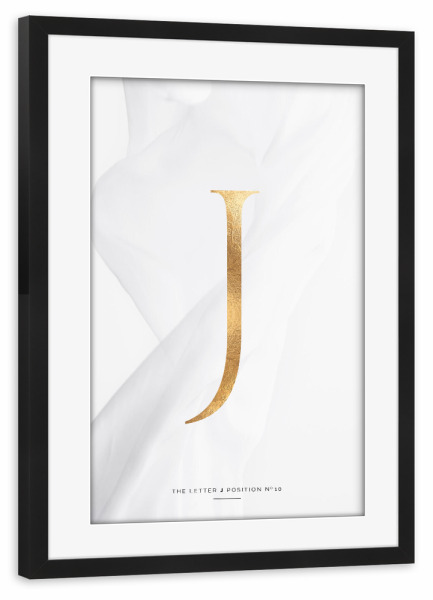Poster mit Rahmen schwarz "GOLD LETTER COLLECTION | J" artboxONE - Schwarzweiß,Buchstaben,Buchstaben / J
