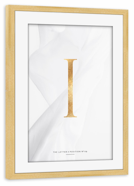 Poster mit Rahmen kiefer "GOLD LETTER COLLECTION | I" artboxONE - Schwarzweiß,Buchstaben,Buchstaben / I