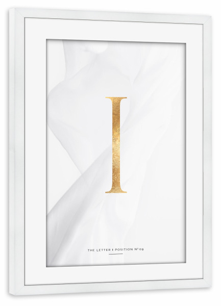 Poster mit Rahmen weiß "GOLD LETTER COLLECTION | I" artboxONE - Schwarzweiß,Buchstaben,Buchstaben / I
