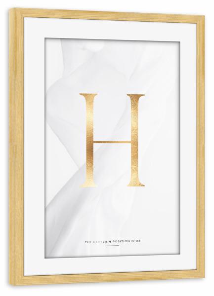 Poster mit Rahmen kiefer "GOLD LETTER COLLECTION | H" artboxONE - Schwarzweiß,Buchstaben,Buchstaben / H