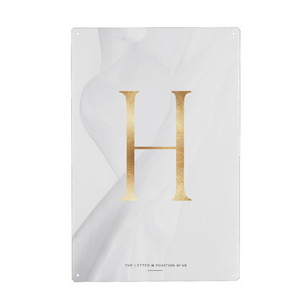 Metall Poster "GOLD LETTER COLLECTION | H" artboxONE - Schwarzweiß,Buchstaben,Buchstaben / H