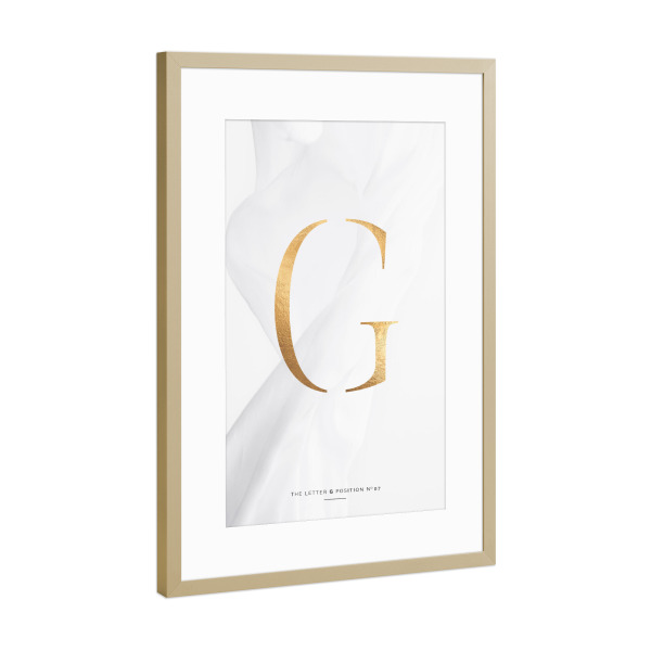 Poster mit Rahmen Gold "GOLD LETTER COLLECTION | G" artboxONE - Schwarzweiß,Buchstaben,Buchstaben / G